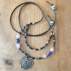 Lacey Silver Star Medallion Leather Boho Necklace